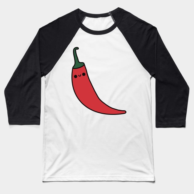 Cute Chili Pepper - Kawaii Baseball T-Shirt by KawaiiByDice